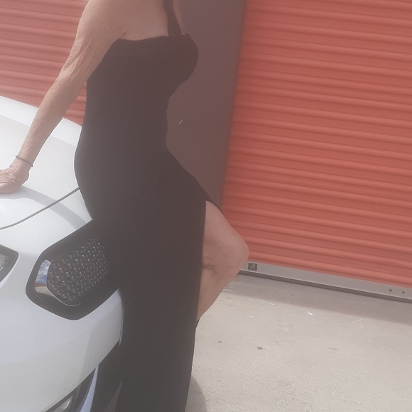 80s black beaded Chocker Collar Halter Maxi long Dress 6 S Gown Cocktail party - Picture 5 of 8